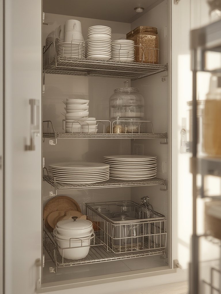 kitchen shelves in action